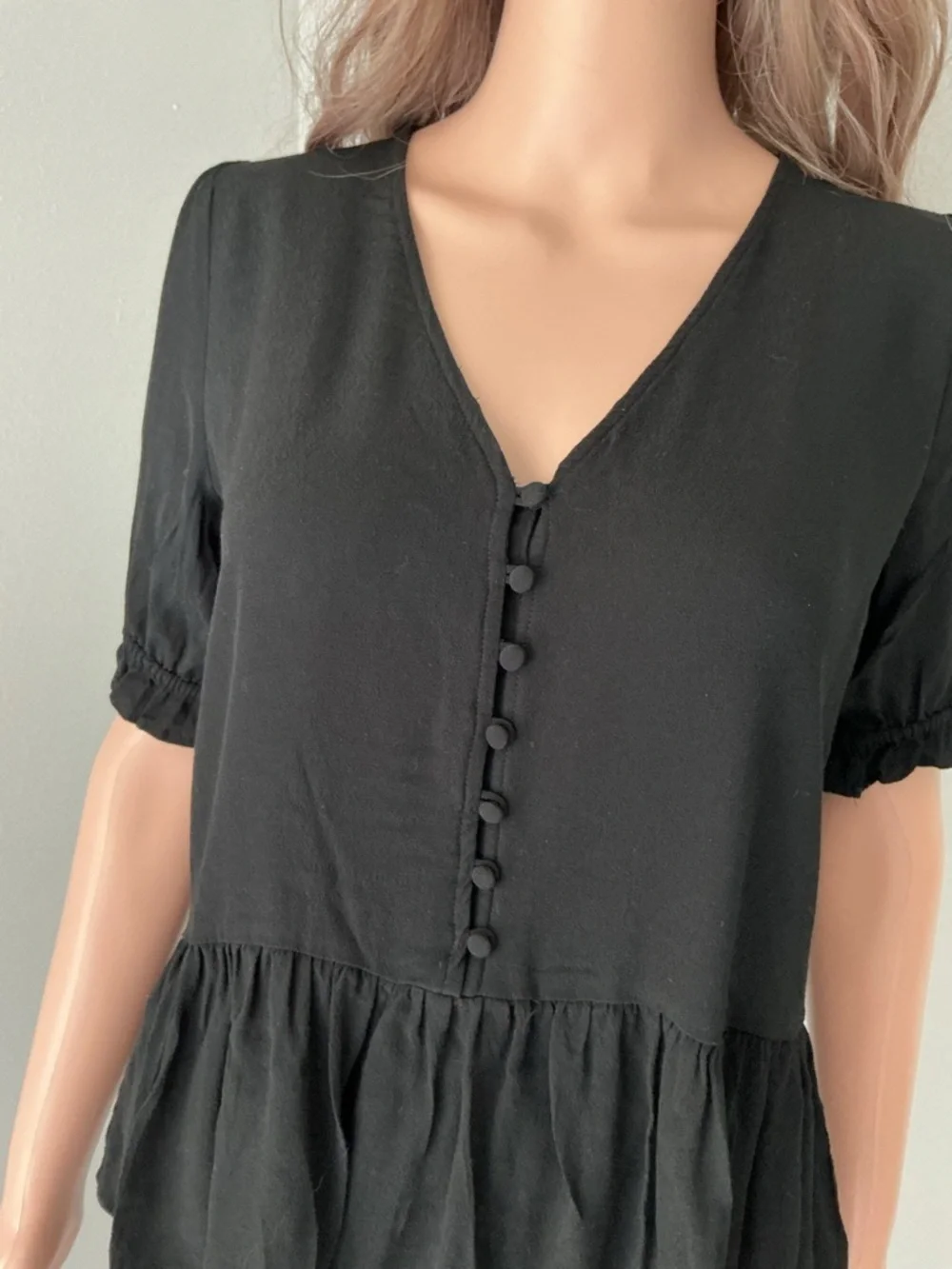 Madewell Courtyard Ruffle-Hem Top in Black Sz xs